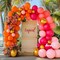 Pink Orange Gold Balloon Garland Double Stuffed Hot Pink Orange Gold Tropical Balloon Arch Kit Dark Magenta Latex Balloons for Birthday Baby Shower Wedding Summer Flamingo Hawaii Party Decorations